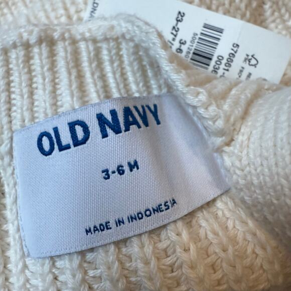 NWT Old Navy Sweater Overalls Romper Cream Baby 3-6 Months Boy Girl - Picture 5 of 8